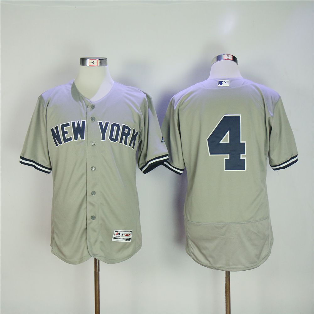 Men New York Yankees #4 No name Grey MLB Jerseys->new york yankees->MLB Jersey